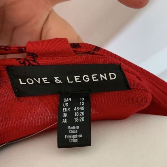 Love & Legend Red & Black Paisley Babydoll Top - Picture 7 of 9